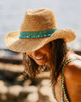Castaway Raffia Cowboy - Natural/Turquoise