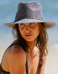 Magdalena Raffia Fedora - Denim