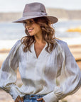 Fiona Wide Brim Fedora - Sandstone