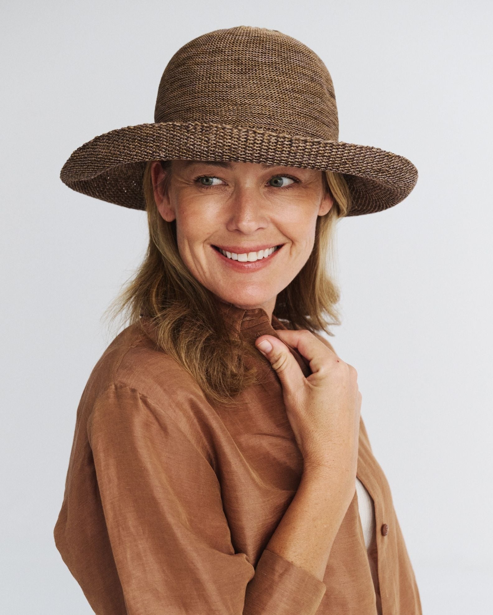 Brown Breton Fashion hat Brown Wide Brim Hat Small 80 main image 3