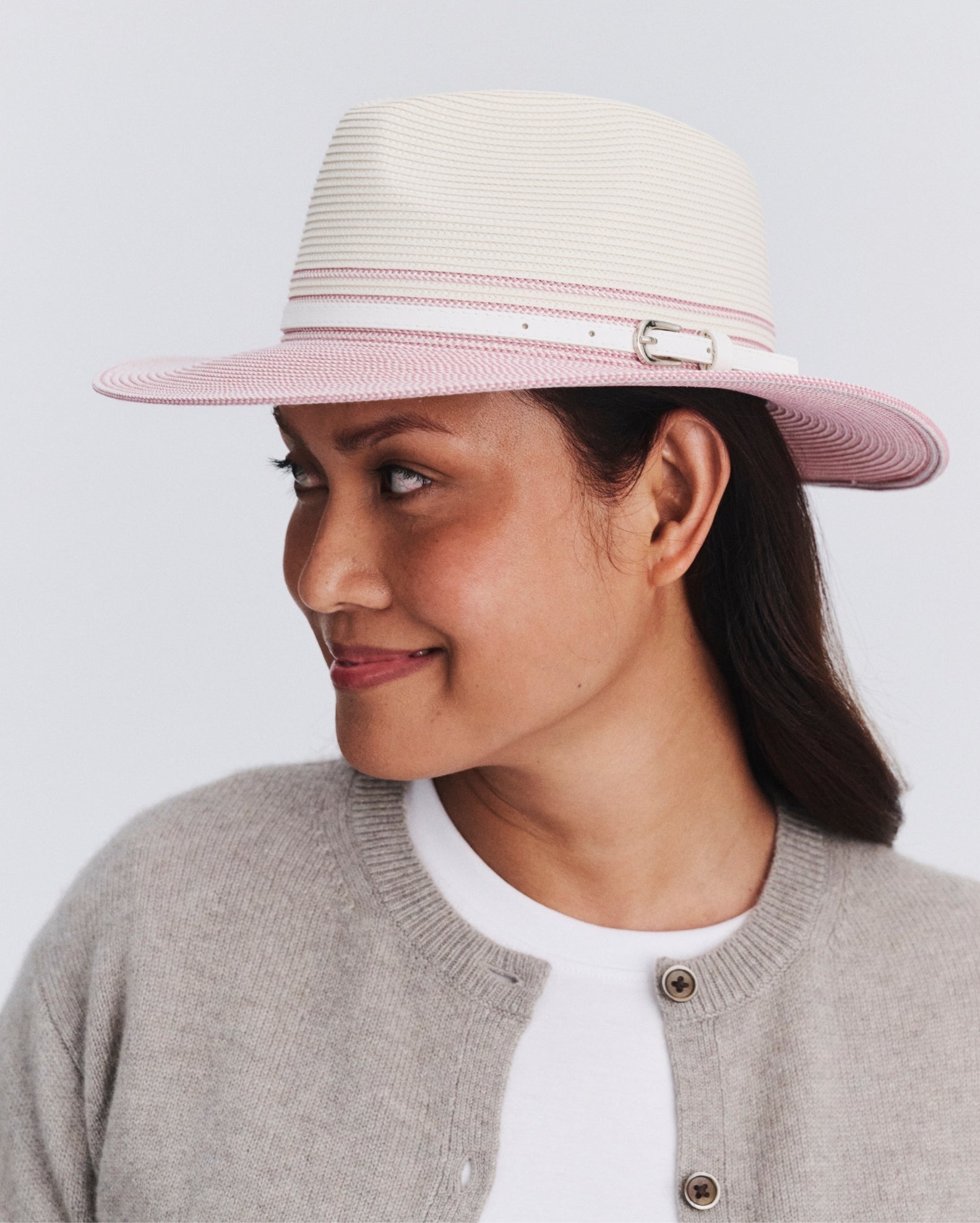Heritage Town &amp; Country Fedora -  Ivory/Pink