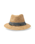 Christine Raffia Fedora -Natural/Cobalt