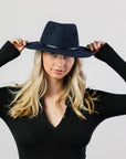 Leura Felt Fedora - Navy